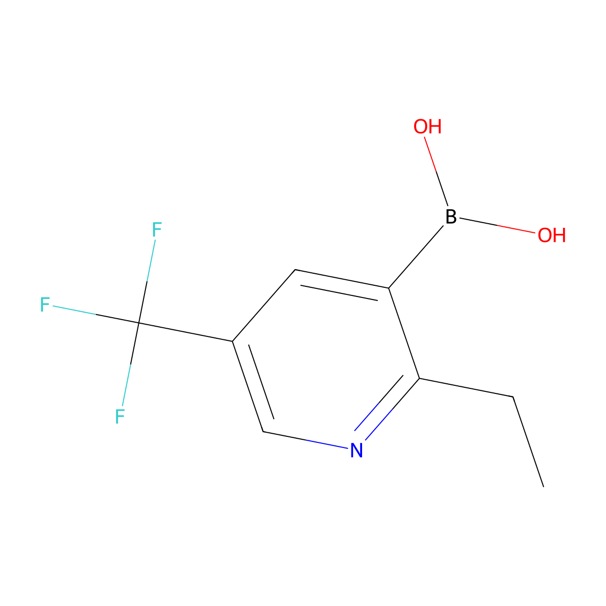 (2-Ethyl-5-(trifluoromethyl)pyridin-3-yl)boronic acid molecular structure, CAS 2225175-21-1