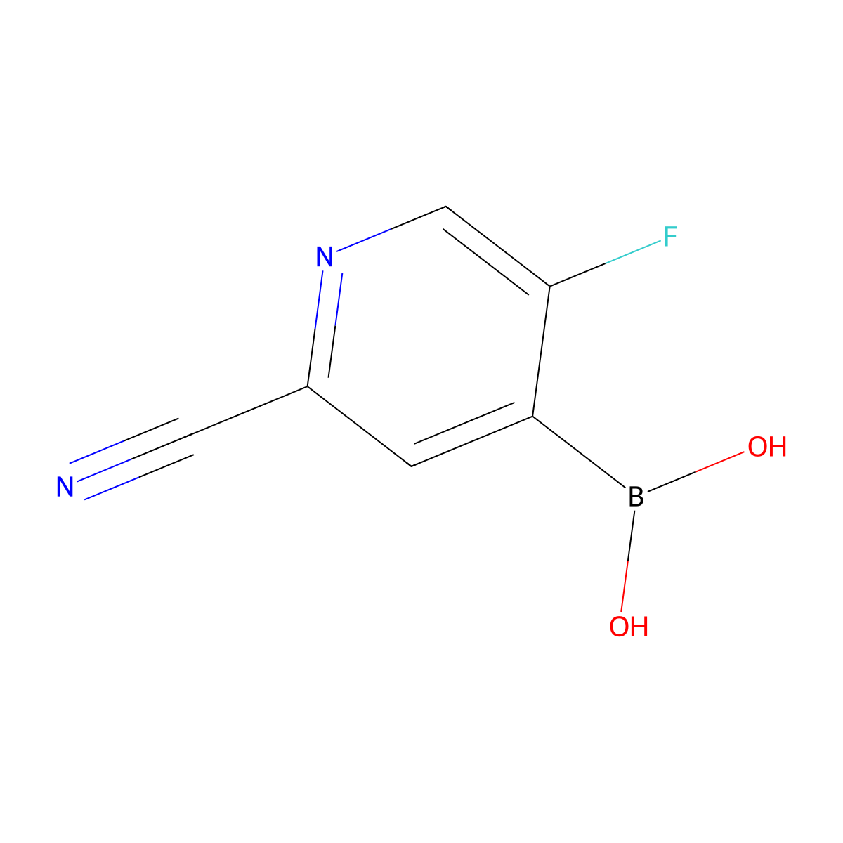 (2-Cyano-5-fluoropyridin-4-yl)boronic acid molecular structure, CAS 2225175-23-3