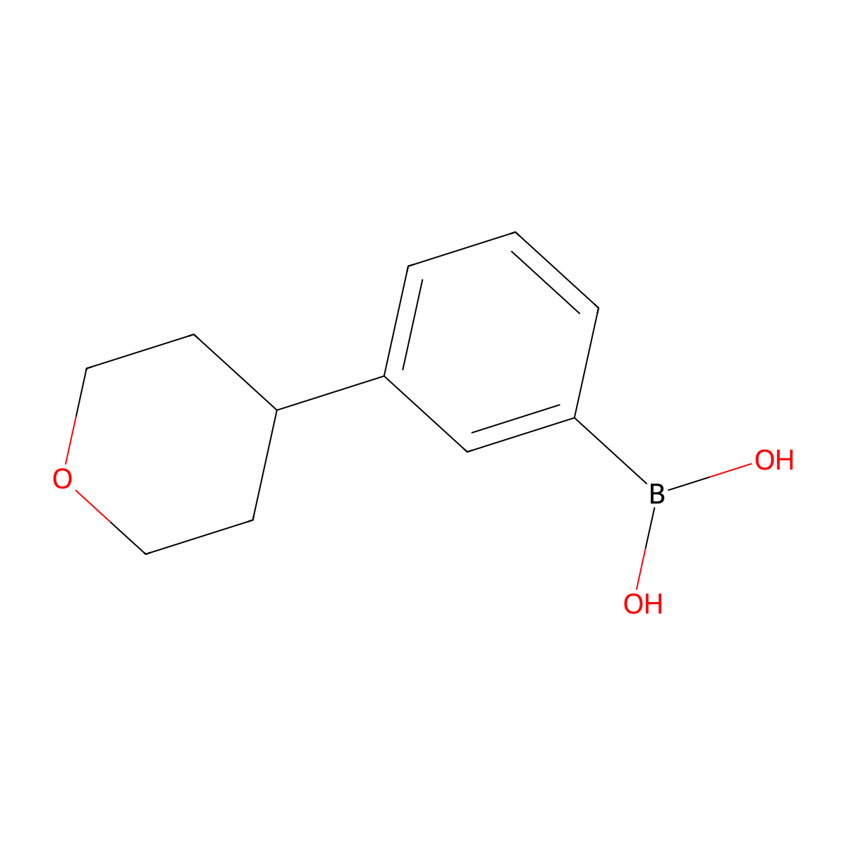 3-(tetrahydro-2H-pyran-4-yl)phenylboronic acid molecular structure, CAS 2225175-24-4
