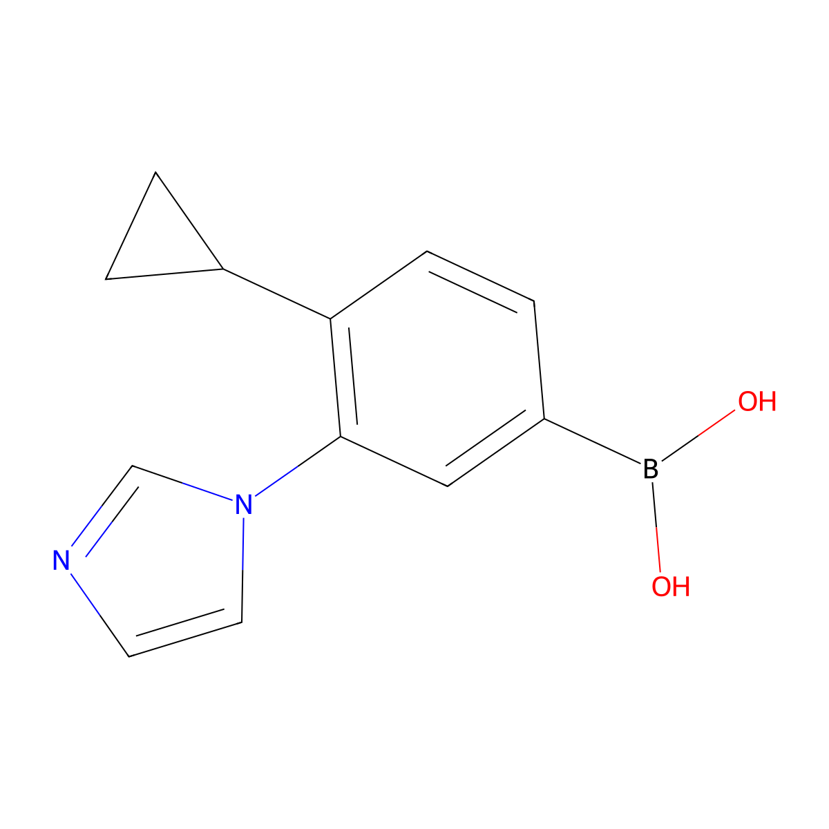 Boronic acid, B-[4-cyclopropyl-3-(1H-imidazol-1-yl)phenyl]- molecular structure, CAS 2225175-25-5