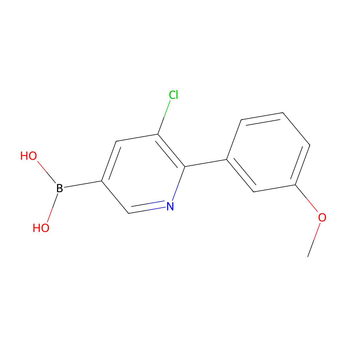 (5-Chloro-6-(3-methoxyphenyl)pyridin-3-yl)boronic acid molecular structure, CAS 2225175-28-8
