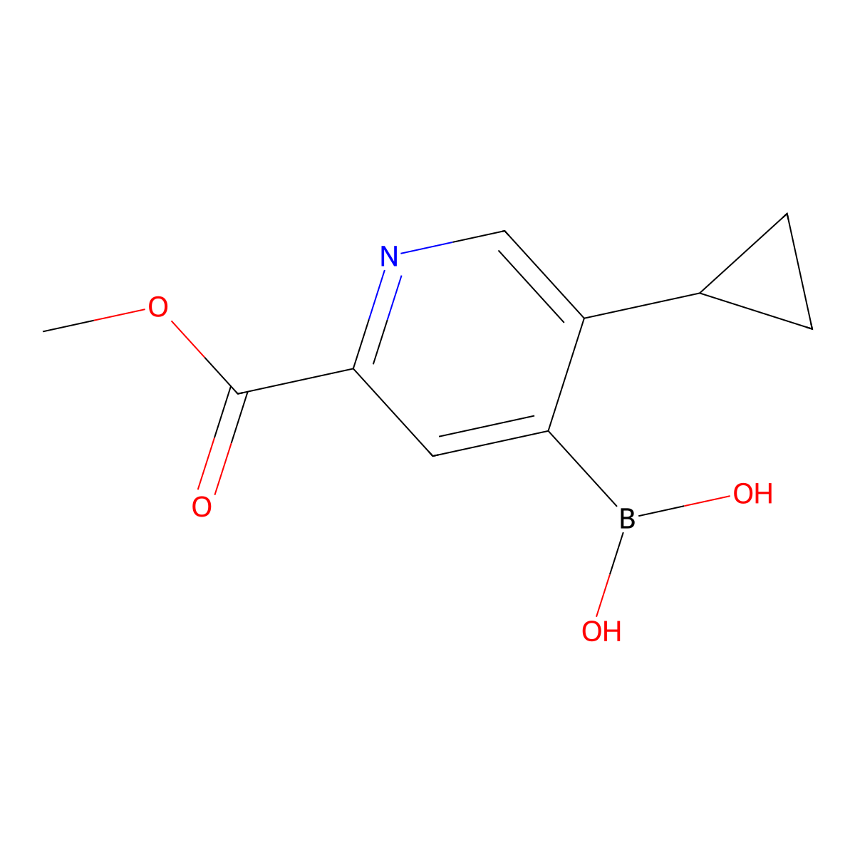 (5-Cyclopropyl-2-(methoxycarbonyl)pyridin-4-yl)boronic acid molecular structure, CAS 2225175-31-3