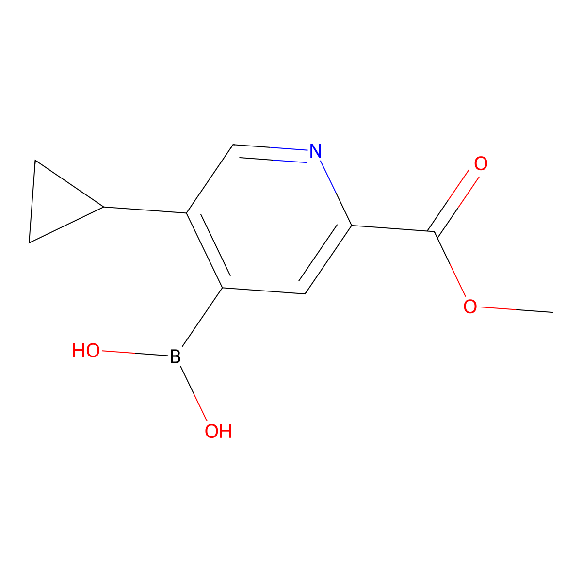 (5-Cyclopropyl-2-(methoxycarbonyl)pyridin-4-yl)boronic acid molecular structure, CAS 2225175-31-3