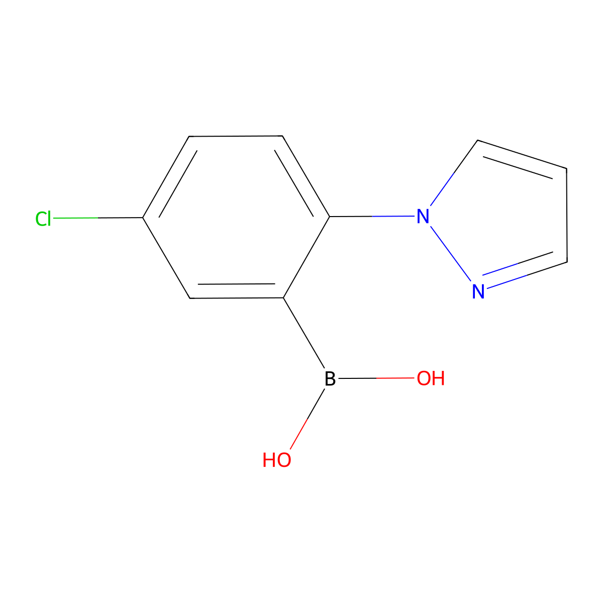 (5-Chloro-2-(1H-pyrazol-1-yl)phenyl)boronic acid molecular structure, CAS 2225175-34-6