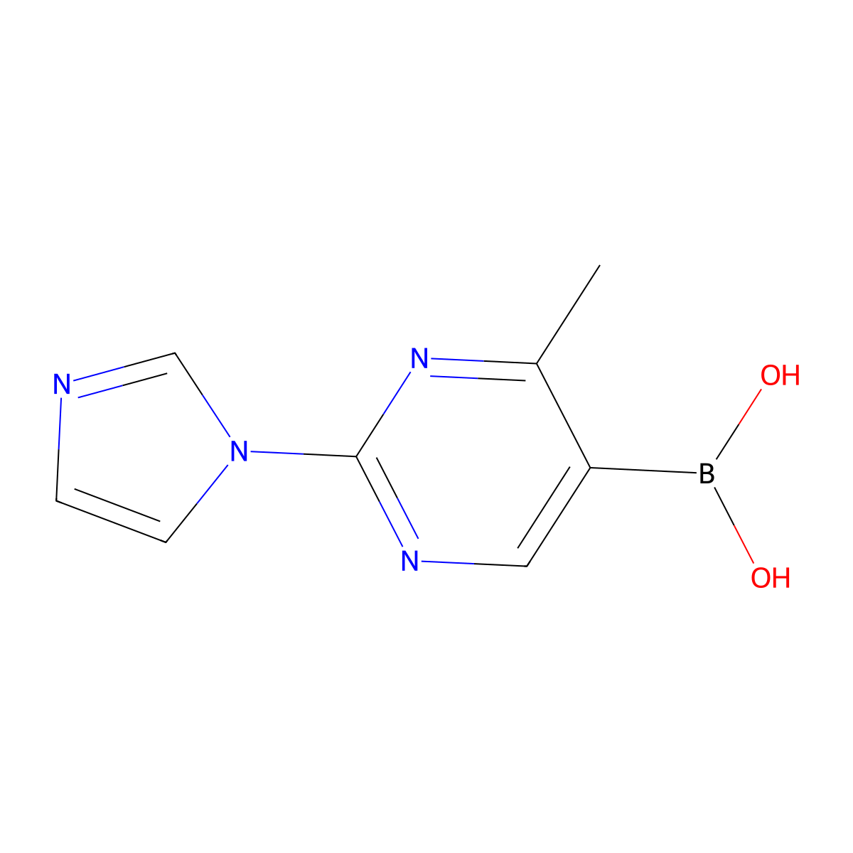 (2-(1H-Imidazol-1-yl)-4-methylpyrimidin-5-yl)boronic acid molecular structure, CAS 2225175-35-7