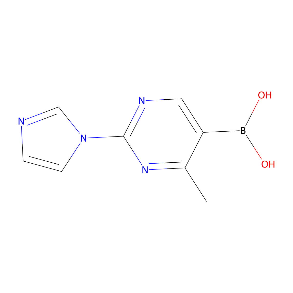(2-(1H-Imidazol-1-yl)-4-methylpyrimidin-5-yl)boronic acid molecular structure, CAS 2225175-35-7