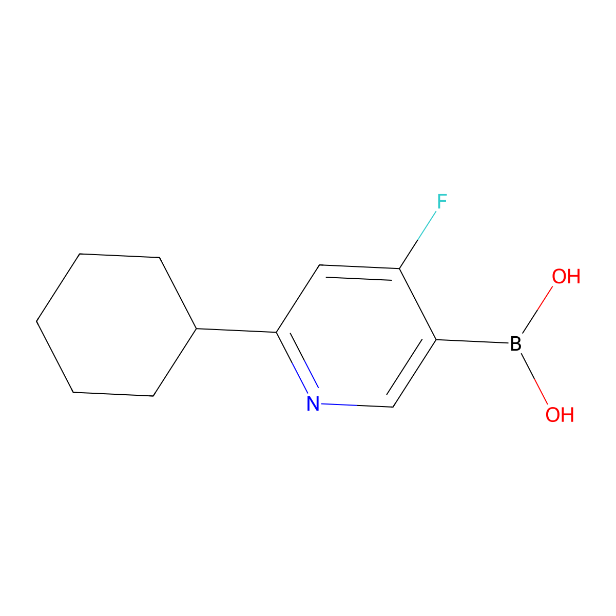 (6-Cyclohexyl-4-fluoropyridin-3-yl)boronic acid molecular structure, CAS 2225175-38-0