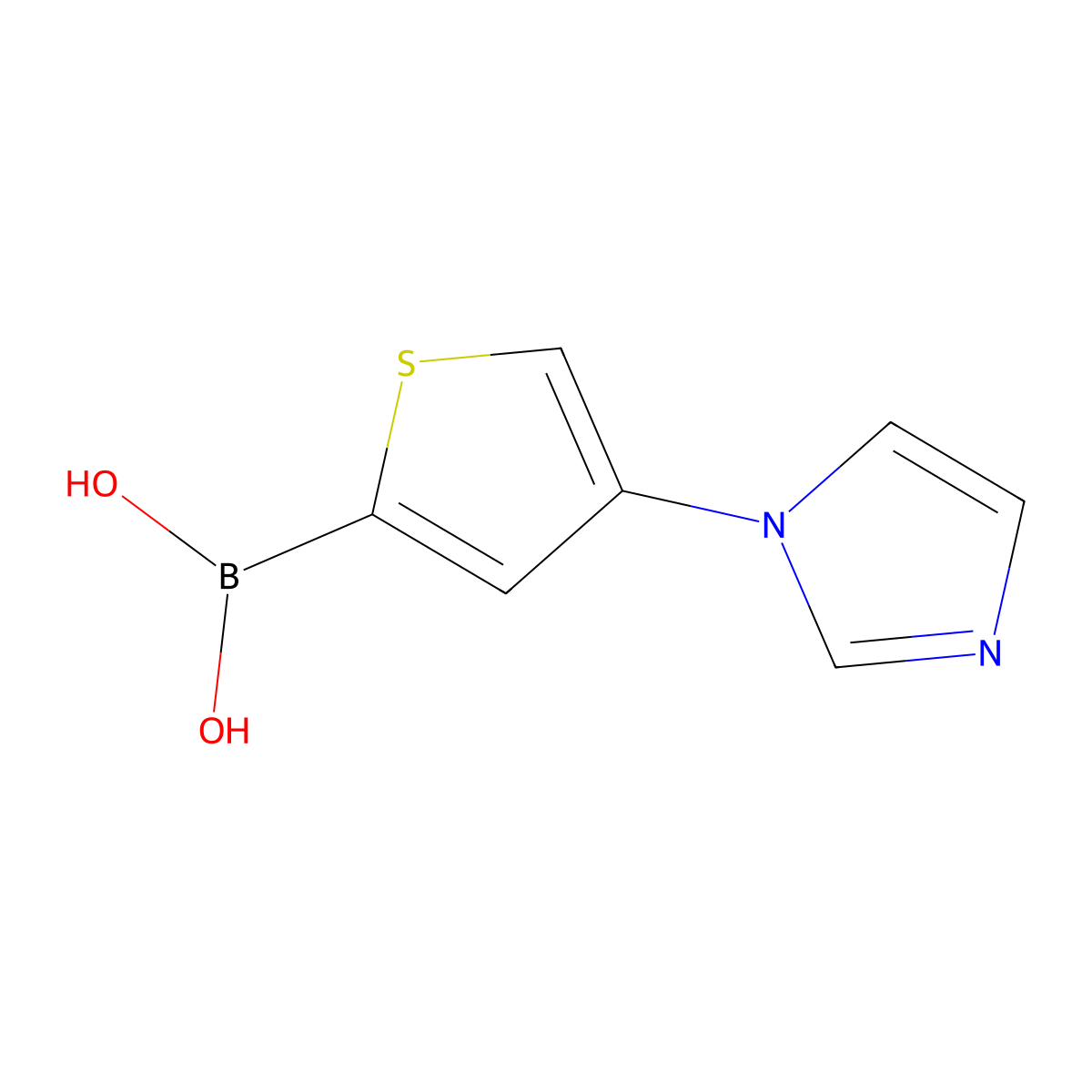 Boronic acid, B-[4-(1H-imidazol-1-yl)-2-thienyl]- molecular structure, CAS 2225175-40-4