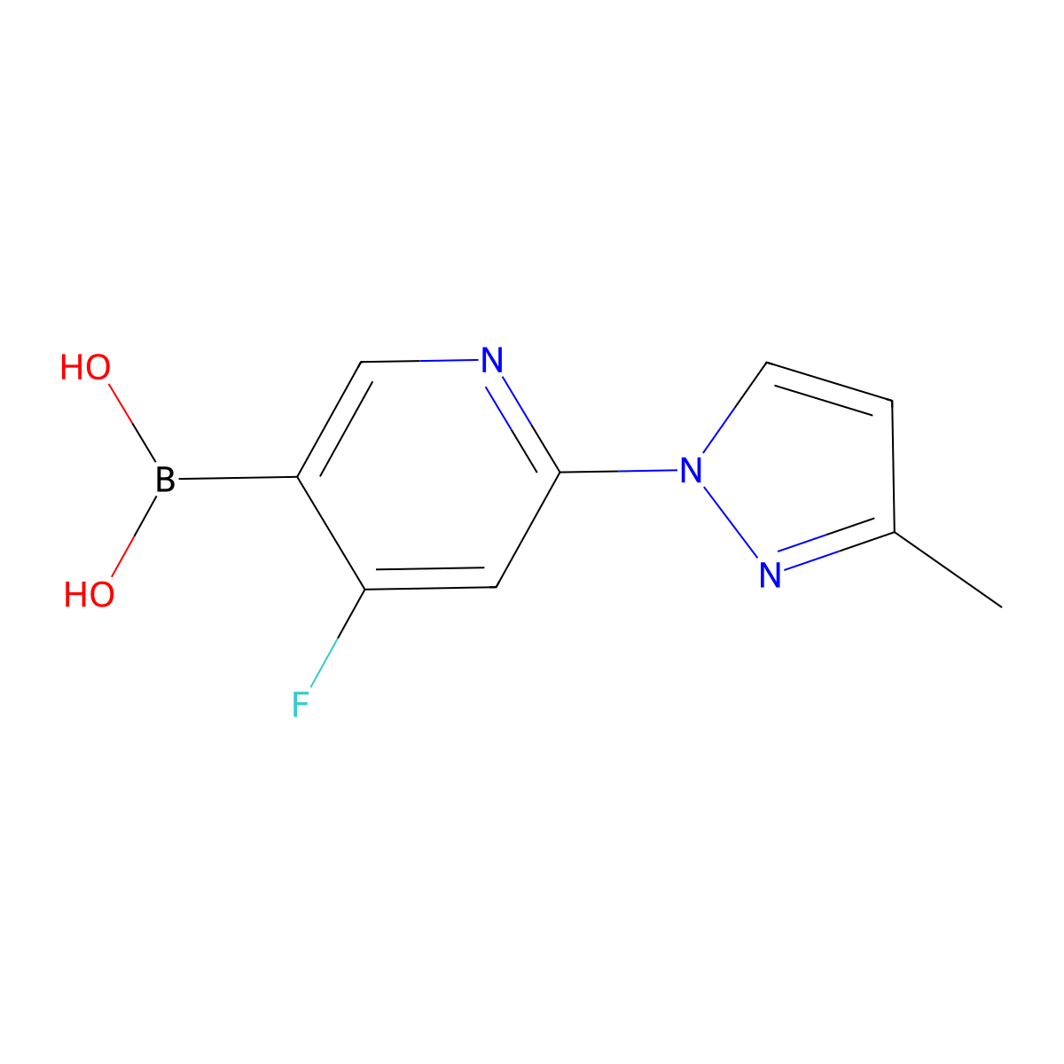 (4-Fluoro-6-(3-methyl-1H-pyrazol-1-yl)pyridin-3-yl)boronic acid molecular structure, CAS 2225175-45-9