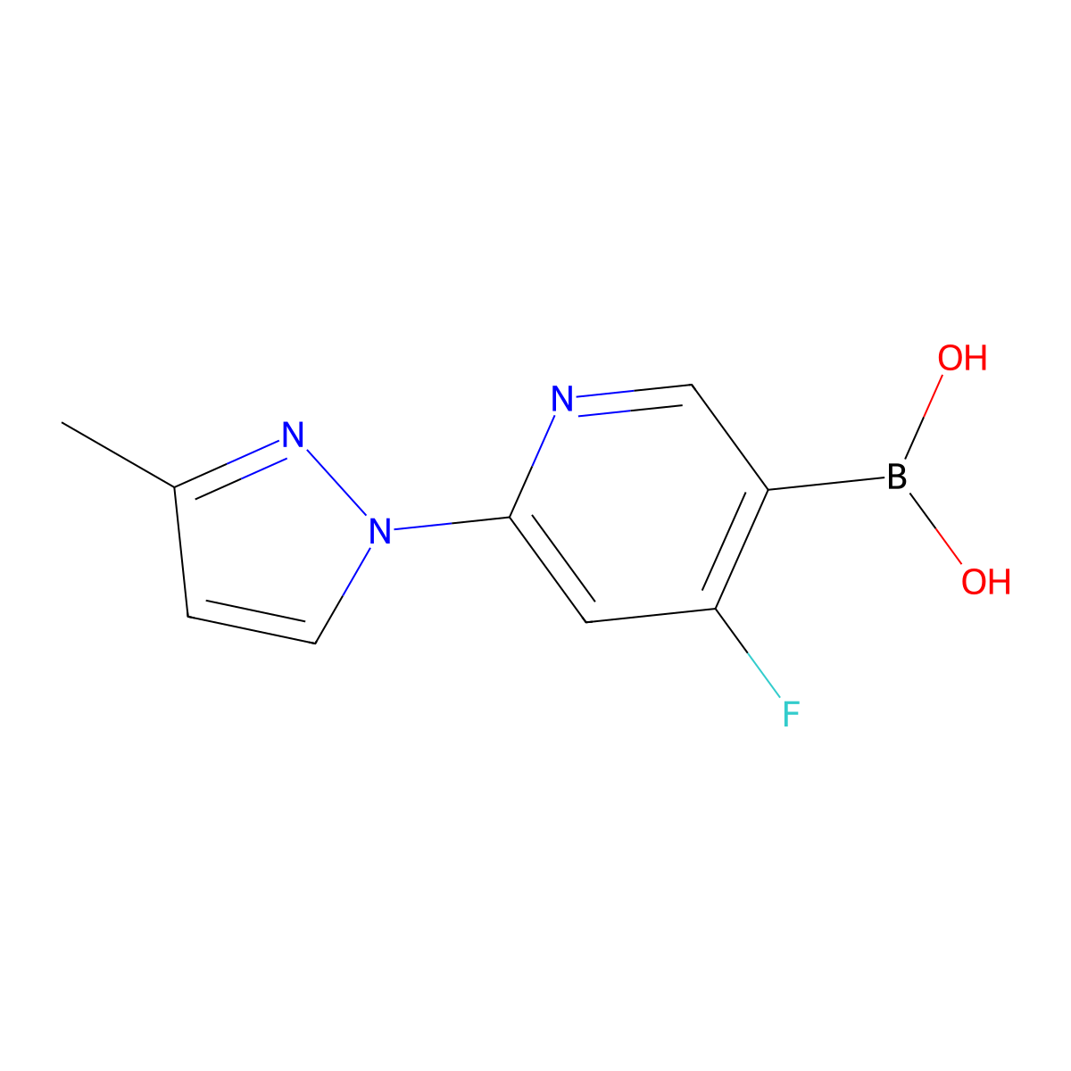 (4-Fluoro-6-(3-methyl-1H-pyrazol-1-yl)pyridin-3-yl)boronic acid molecular structure, CAS 2225175-45-9