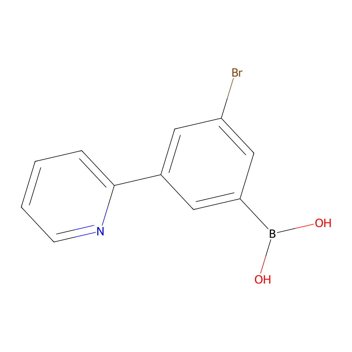 (3-Bromo-5-(pyridin-2-yl)phenyl)boronic acid molecular structure, CAS 2225175-47-1