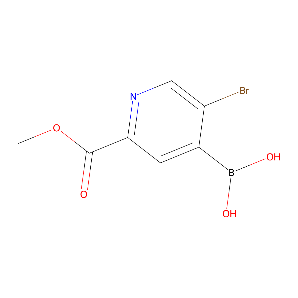 (5-Bromo-2-(methoxycarbonyl)pyridin-4-yl)boronic acid molecular structure, CAS 2225175-48-2