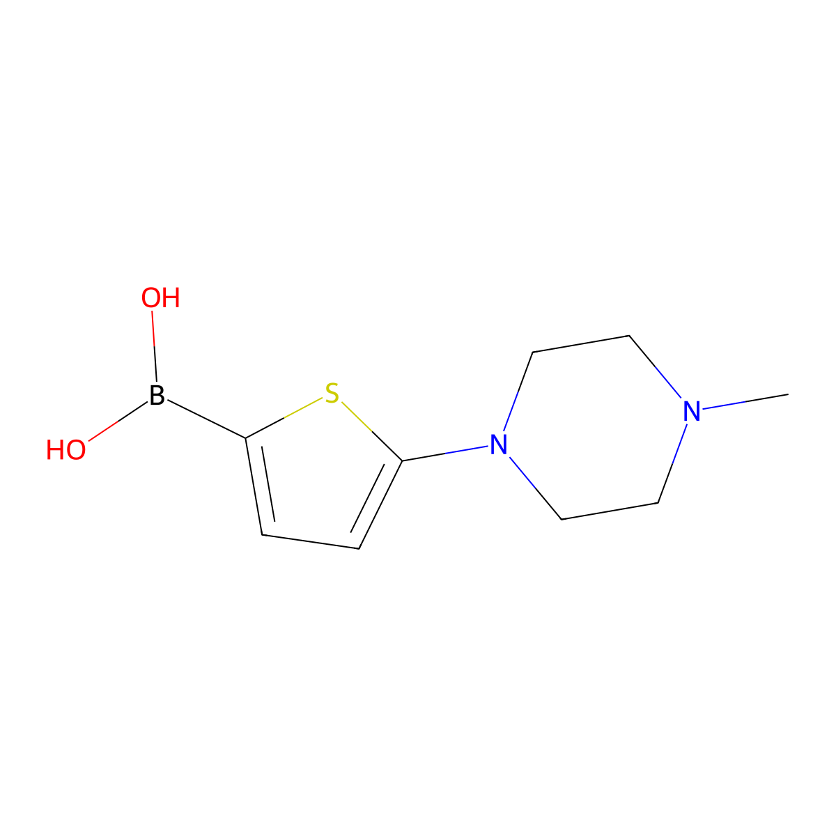 (5-(4-Methylpiperazin-1-yl)thiophen-2-yl)boronic acid molecular structure, CAS 2225175-52-8