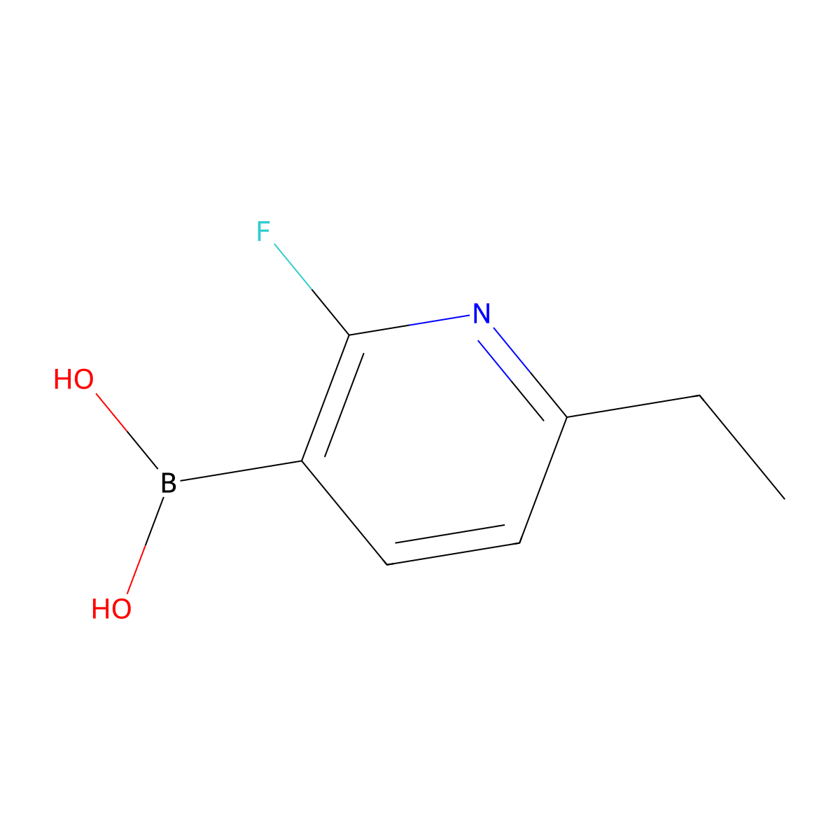 (6-Ethyl-2-fluoropyridin-3-yl)boronic acid molecular structure, CAS 2225175-54-0