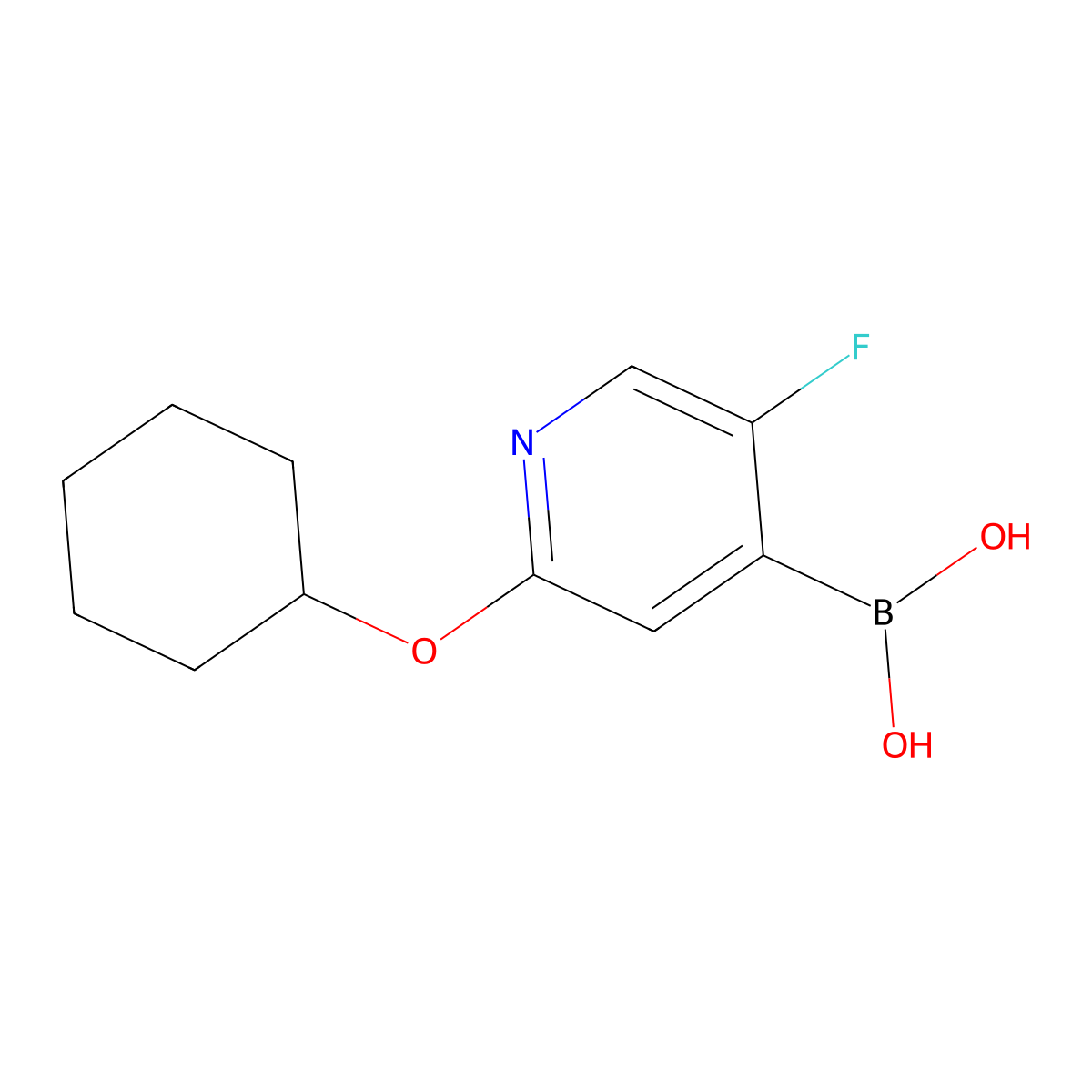 (2-(Cyclohexyloxy)-5-fluoropyridin-4-yl)boronic acid molecular structure, CAS 2225175-60-8