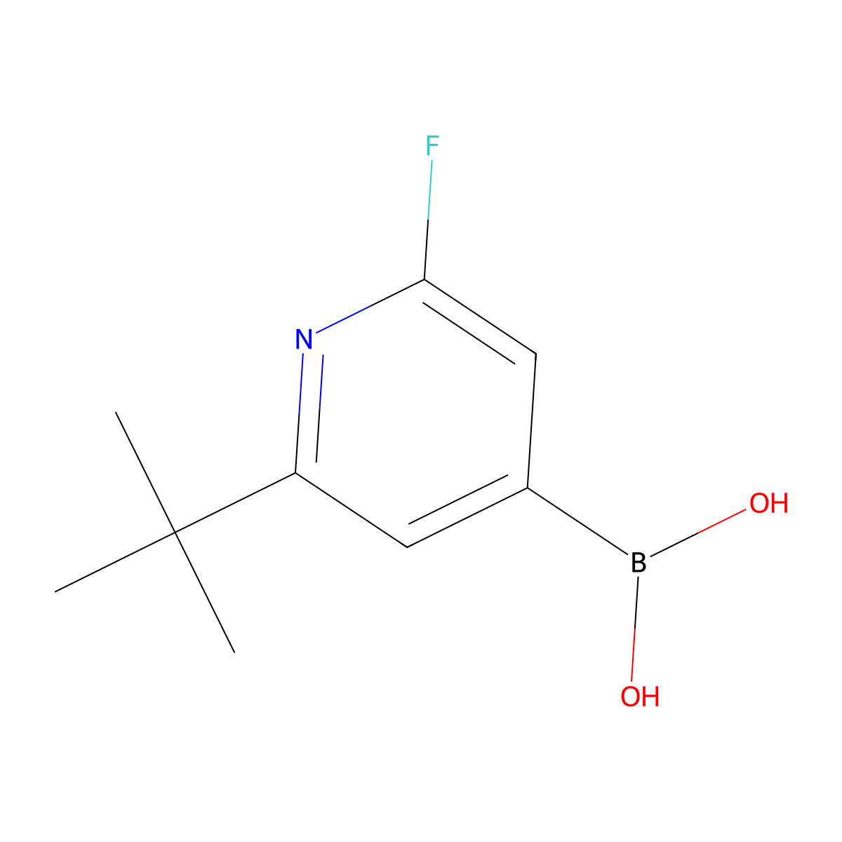 (2-(tert-Butyl)-6-fluoropyridin-4-yl)boronic acid molecular structure, CAS 2225175-67-5