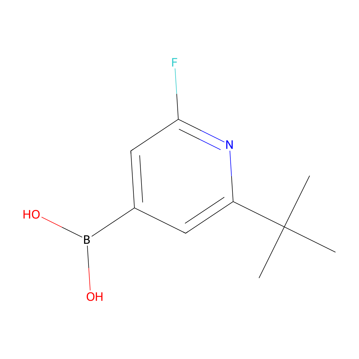 (2-(tert-Butyl)-6-fluoropyridin-4-yl)boronic acid molecular structure, CAS 2225175-67-5