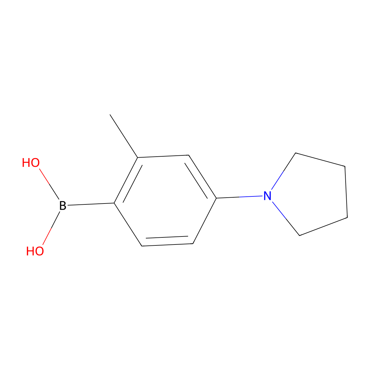 (2-Methyl-4-(pyrrolidin-1-yl)phenyl)boronic acid molecular structure, CAS 2225175-81-3