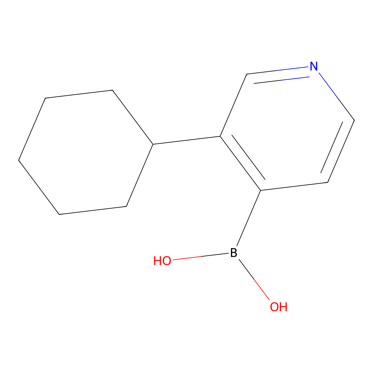 (3-Cyclohexylpyridin-4-yl)boronic acid molecular structure, CAS 2225175-85-7