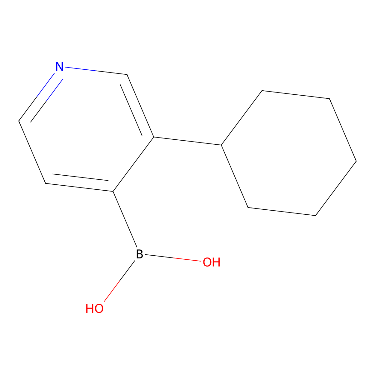 (3-Cyclohexylpyridin-4-yl)boronic acid molecular structure, CAS 2225175-85-7