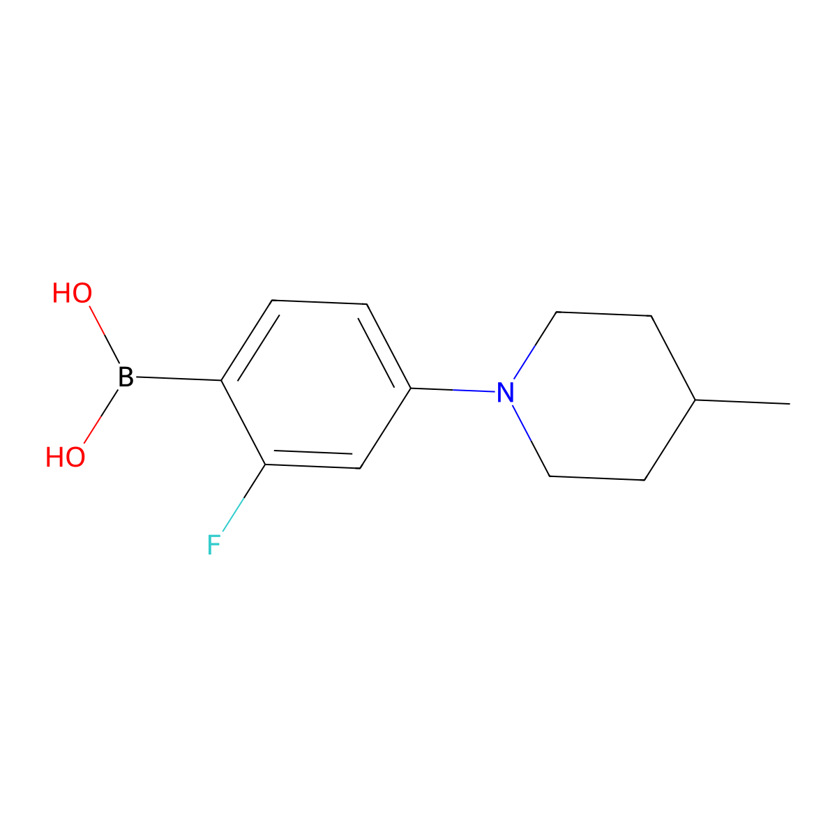 (2-Fluoro-4-(4-methylpiperidin-1-yl)phenyl)boronic acid molecular structure, CAS 2225175-86-8