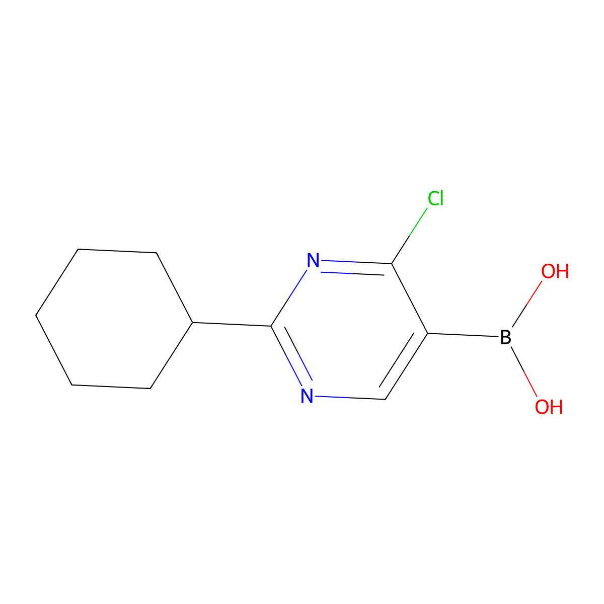 (4-Chloro-2-cyclohexylpyrimidin-5-yl)boronic acid molecular structure, CAS 2225175-88-0