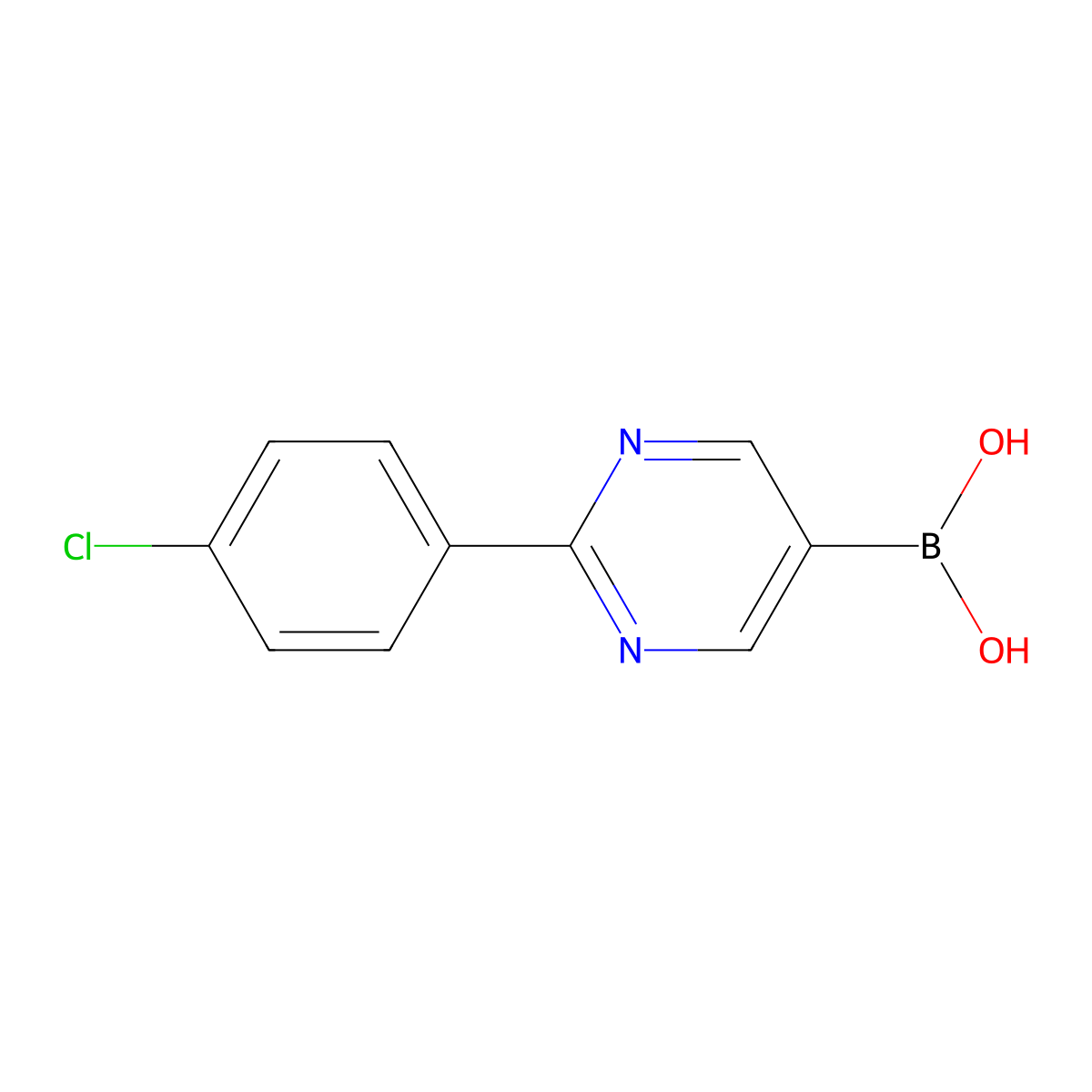 2-(4-Chlorophenyl)pyrimidine-5-boronic acid molecular structure, CAS 2225175-90-4