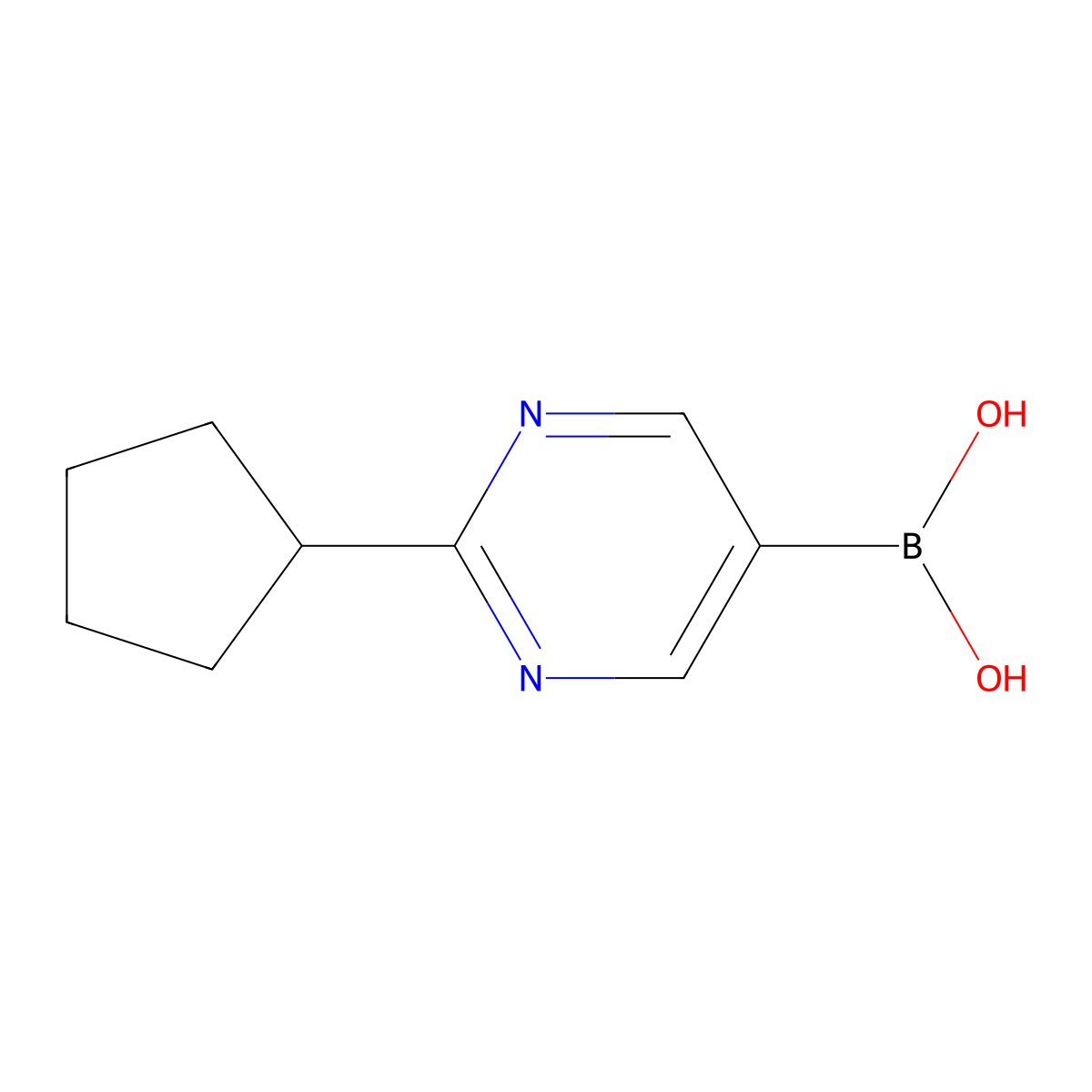 (2-Cyclopentylpyrimidin-5-yl)boronic acid molecular structure, CAS 2225175-92-6