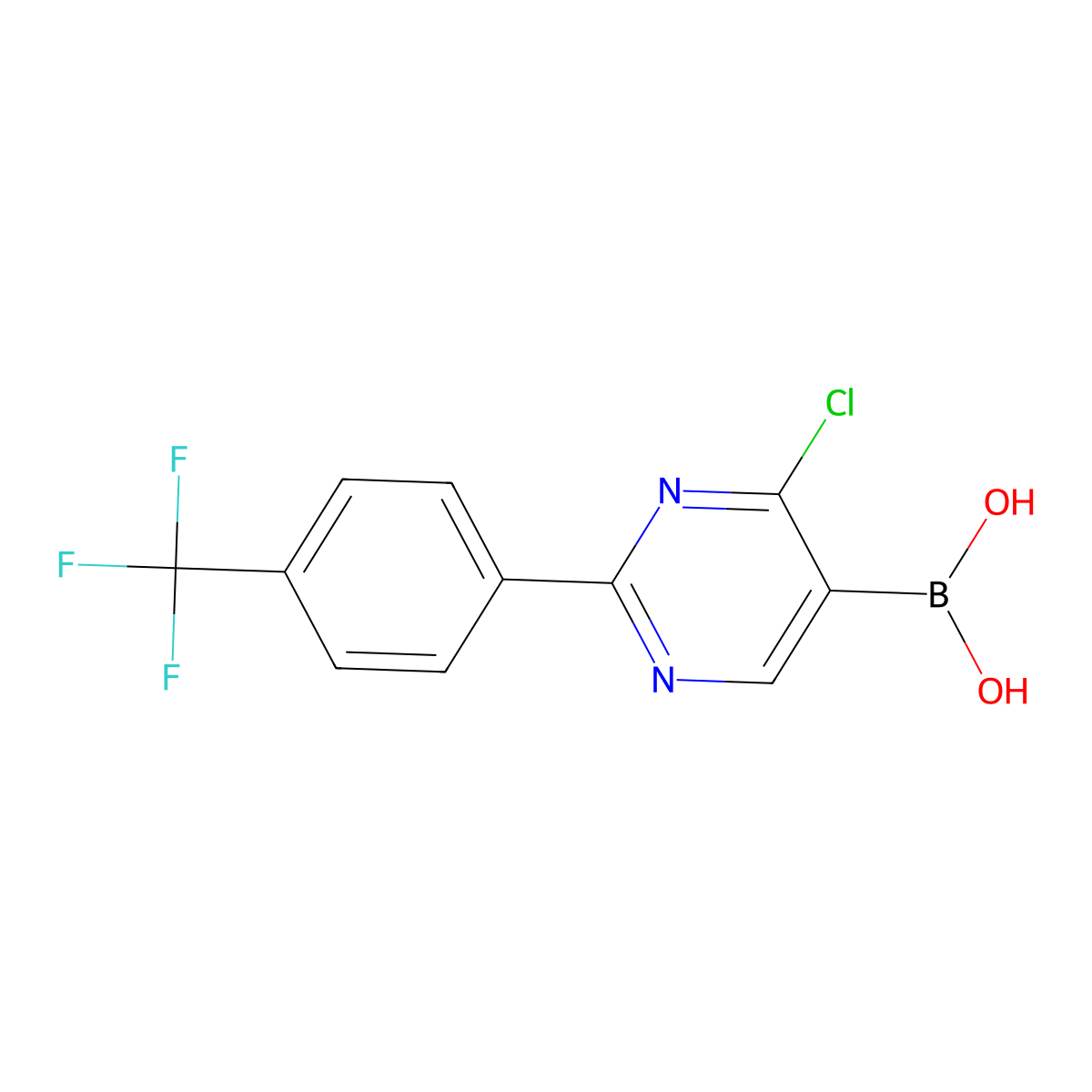 (4-Chloro-2-(4-(trifluoromethyl)phenyl)pyrimidin-5-yl)boronic acid molecular structure, CAS 2225175-97-1