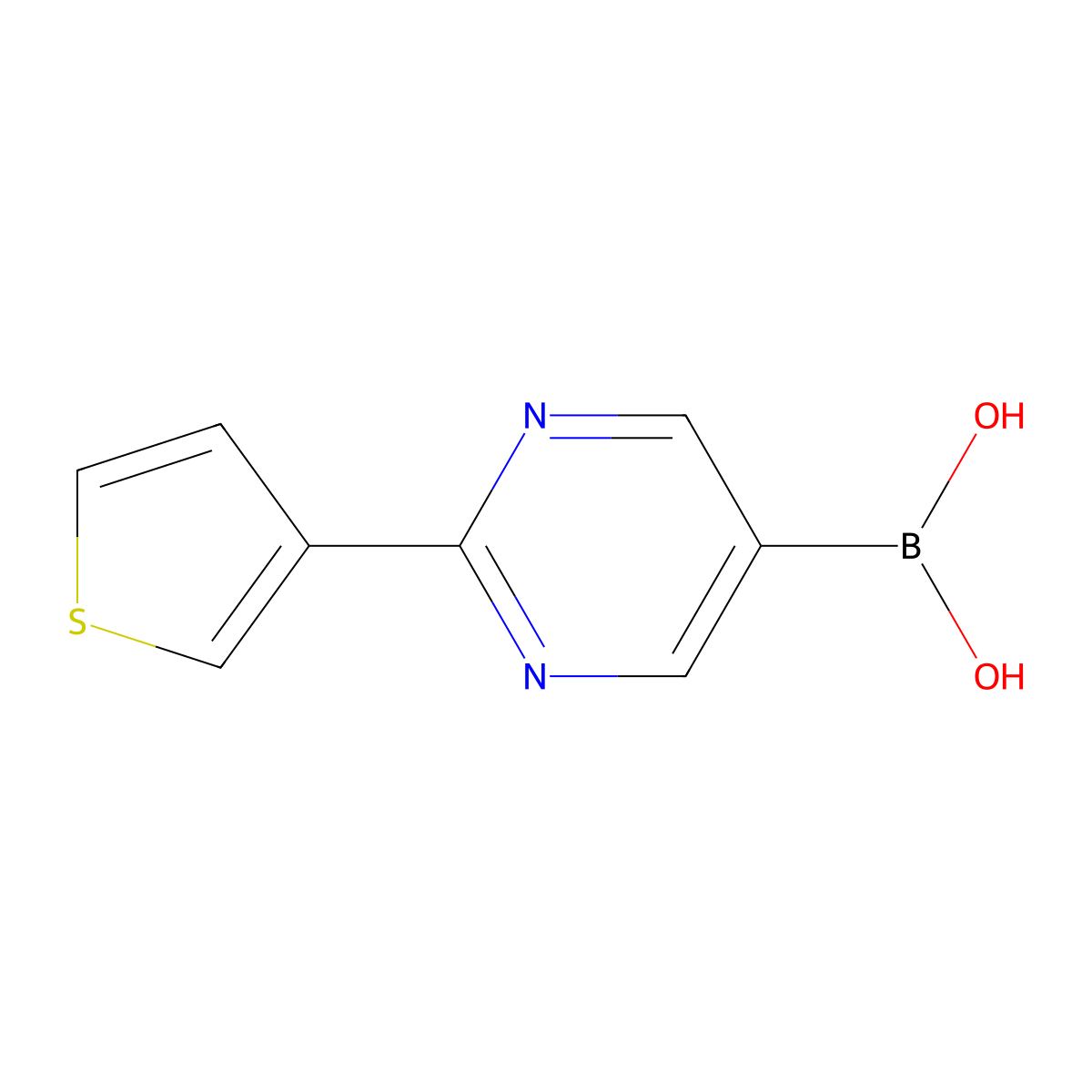 (2-(Thiophen-3-yl)pyrimidin-5-yl)boronic acid molecular structure, CAS 2225176-03-2