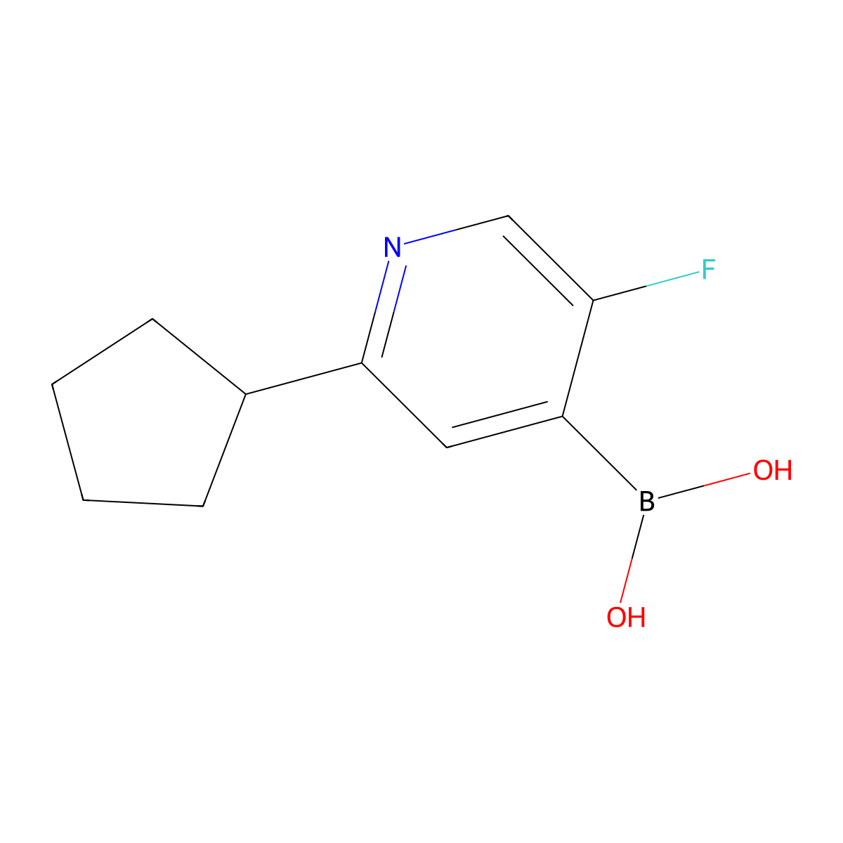 (2-Cyclopentyl-5-fluoropyridin-4-yl)boronic acid molecular structure, CAS 2225176-05-4