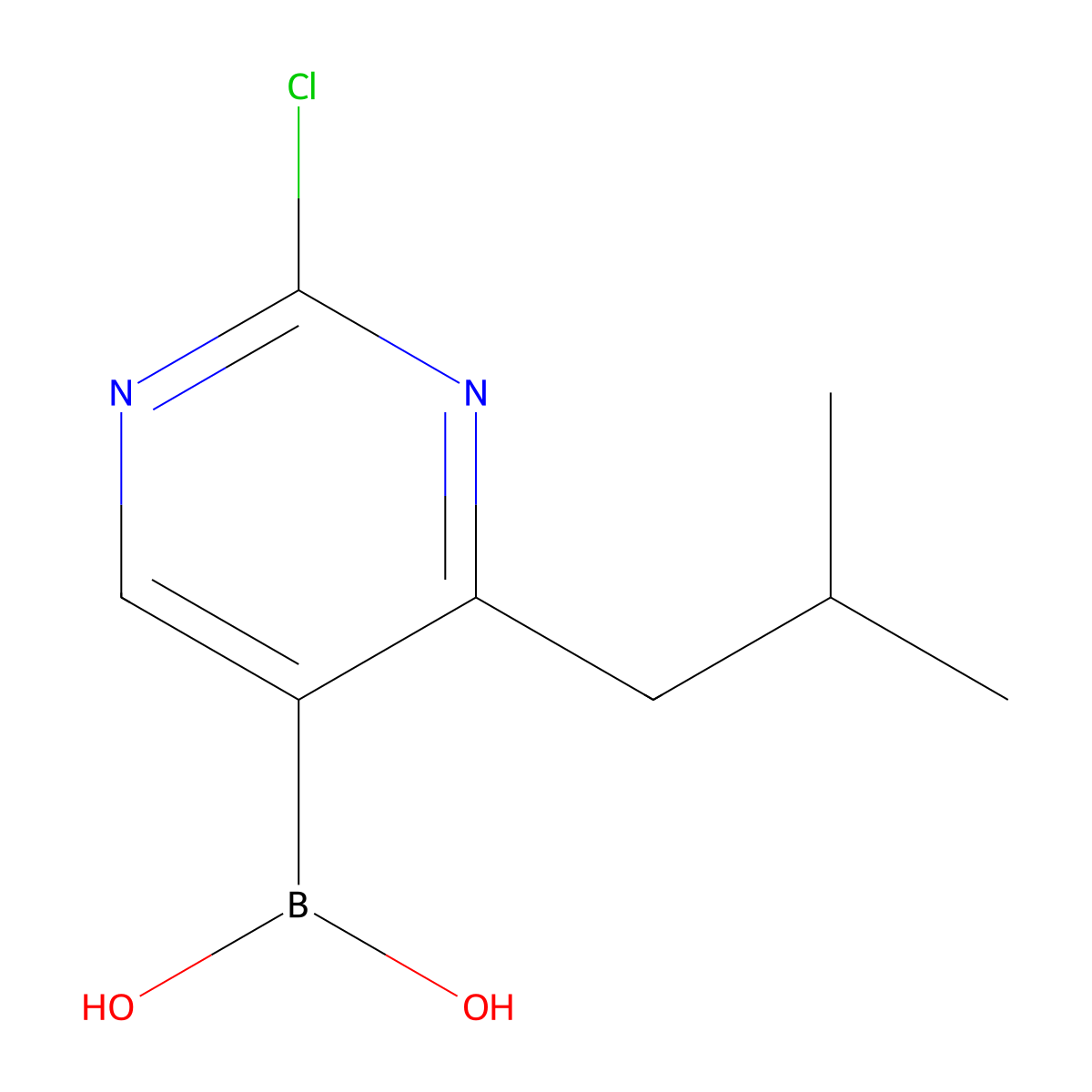 (2-Chloro-4-isobutylpyrimidin-5-yl)boronic acid molecular structure, CAS 2225176-06-5