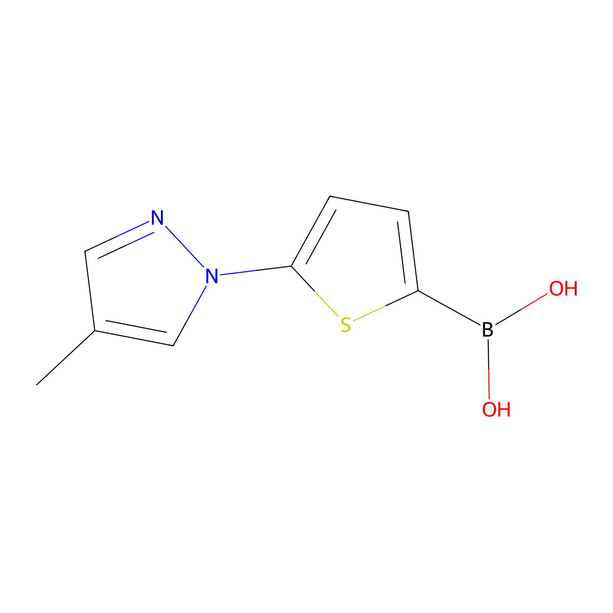 (5-(4-Methyl-1H-pyrazol-1-yl)thiophen-2-yl)boronic acid molecular structure, CAS 2225176-07-6