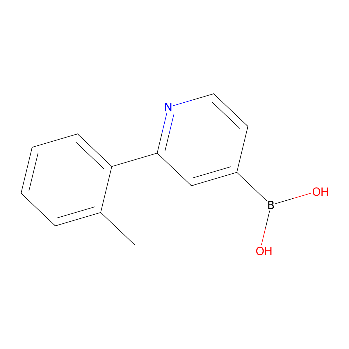 (2-(o-Tolyl)pyridin-4-yl)boronic acid molecular structure, CAS 2225176-11-2