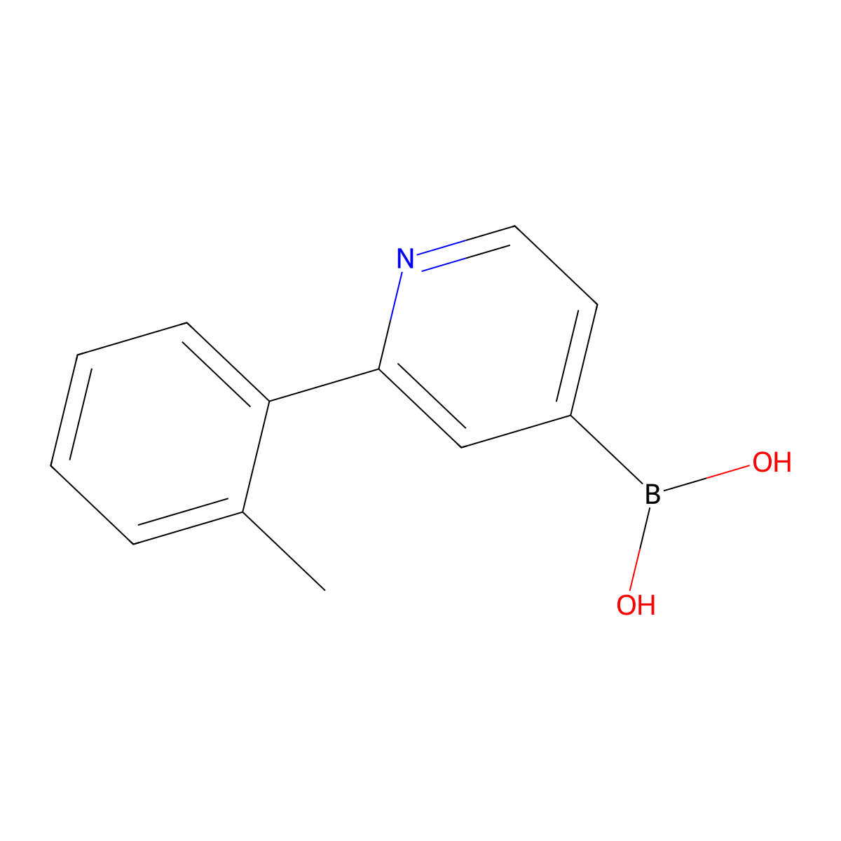 (2-(o-Tolyl)pyridin-4-yl)boronic acid molecular structure, CAS 2225176-11-2