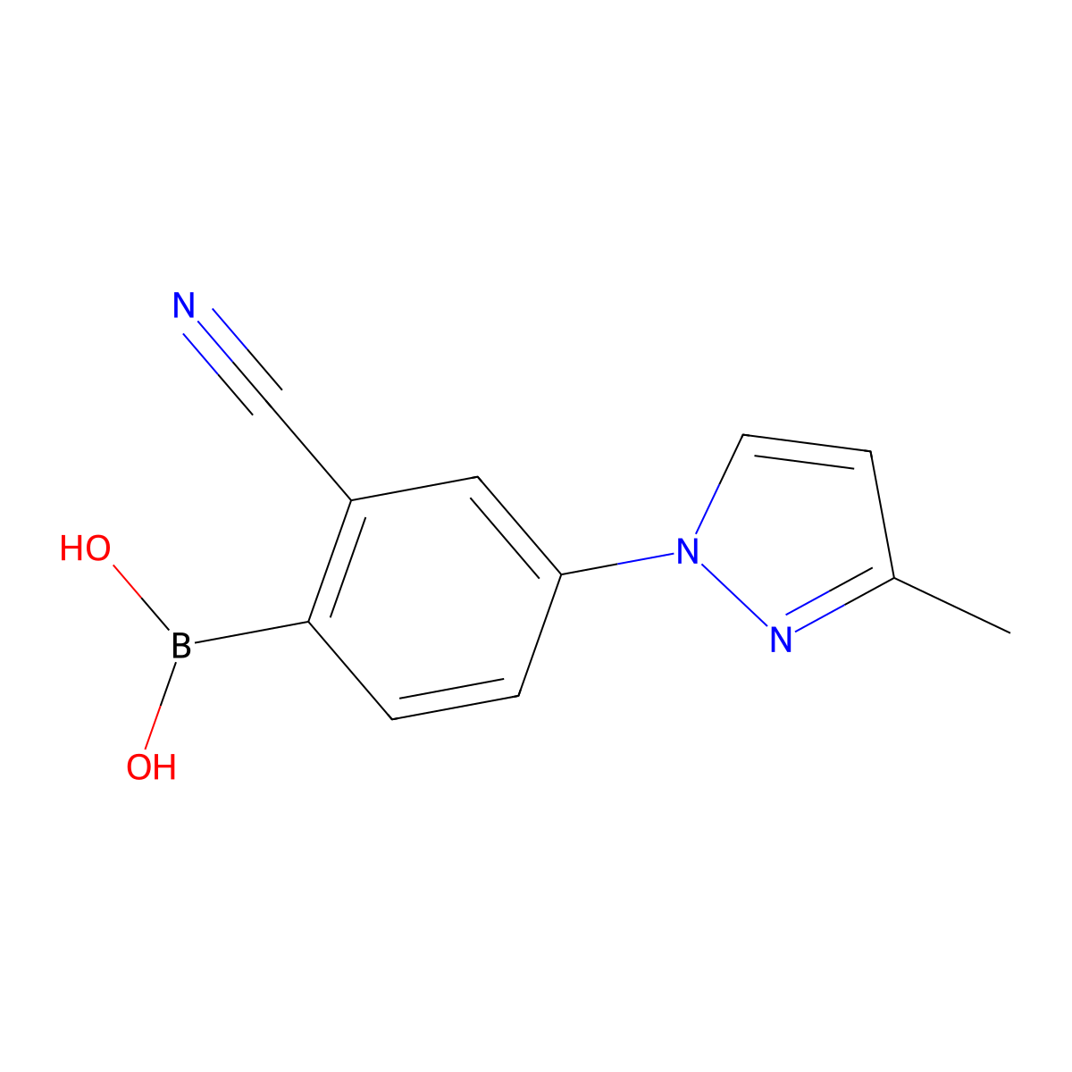 (2-Cyano-4-(3-methyl-1H-pyrazol-1-yl)phenyl)boronic acid molecular structure, CAS 2225176-16-7