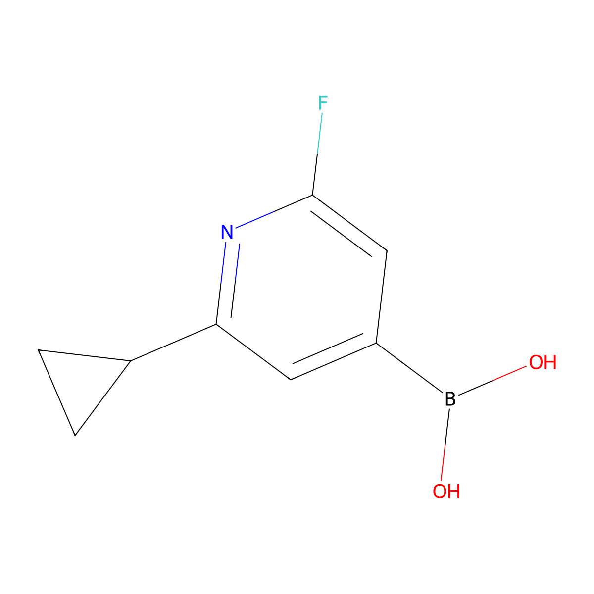 (2-Cyclopropyl-6-fluoropyridin-4-yl)boronic acid molecular structure, CAS 2225176-17-8