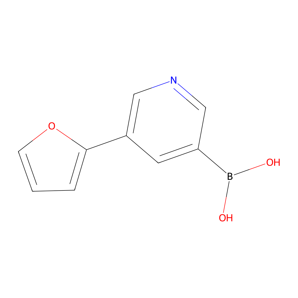 (5-(Furan-2-yl)pyridin-3-yl)boronic acid molecular structure, CAS 2225176-19-0
