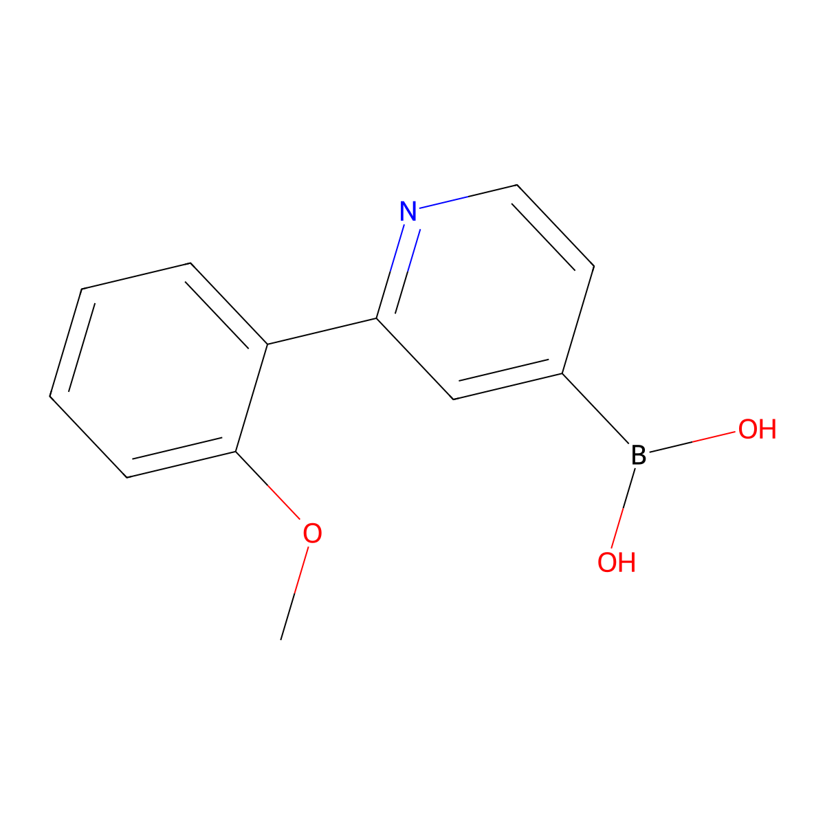 (2-(2-Methoxyphenyl)pyridin-4-yl)boronic acid molecular structure, CAS 2225176-21-4