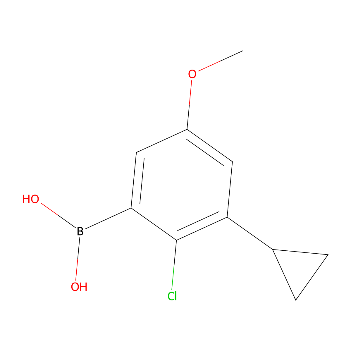 (2-Chloro-3-cyclopropyl-5-methoxyphenyl)boronic acid molecular structure, CAS 2225176-26-9
