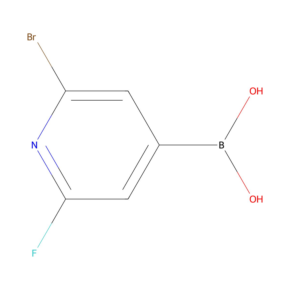 (2-Bromo-6-fluoropyridin-4-YL)boronic acid molecular structure, CAS 2225176-29-2