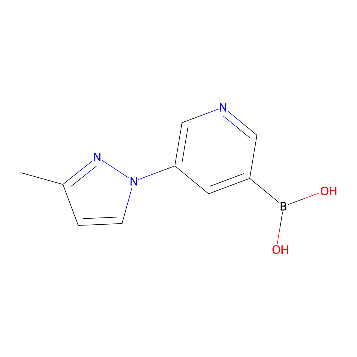 5-(3-Methyl-1H-pyrazol-1-yl)pyridine-3-boronic acid molecular structure, CAS 2225176-30-5