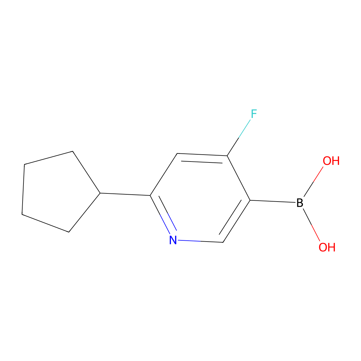 (6-Cyclopentyl-4-fluoropyridin-3-yl)boronic acid molecular structure, CAS 2225176-34-9