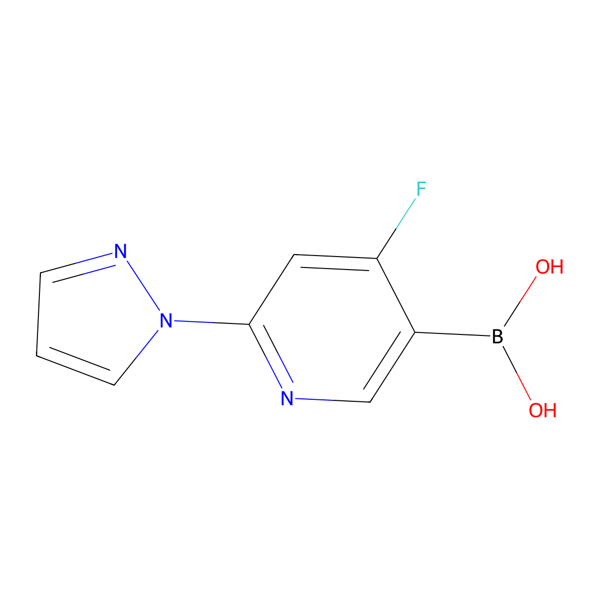 (4-Fluoro-6-(1H-pyrazol-1-yl)pyridin-3-yl)boronic acid molecular structure, CAS 2225176-35-0