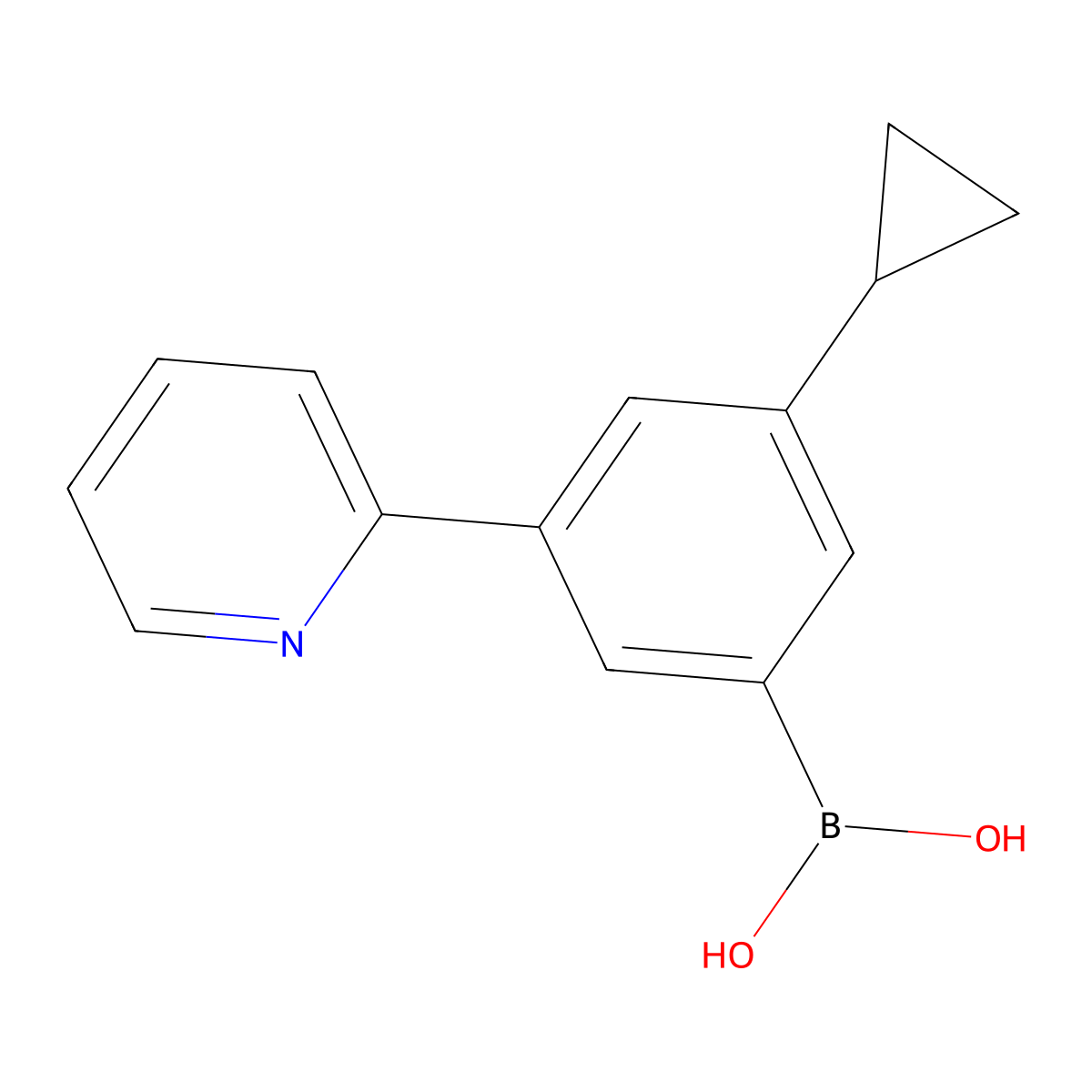 (3-Cyclopropyl-5-(pyridin-2-yl)phenyl)boronic acid molecular structure, CAS 2225176-36-1