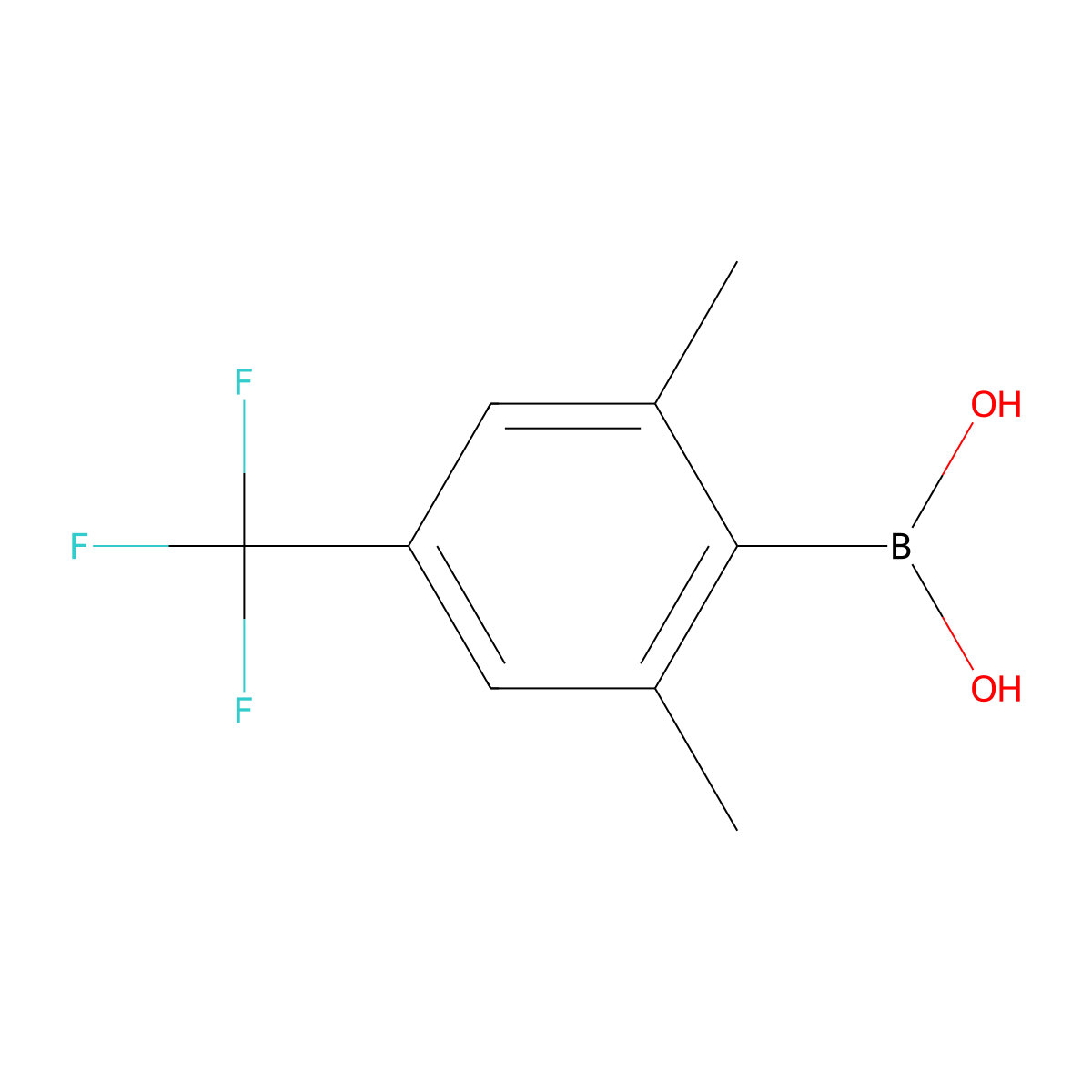 (2,6-Dimethyl-4-(trifluoromethyl)phenyl)boronic acid molecular structure, CAS 2225176-37-2