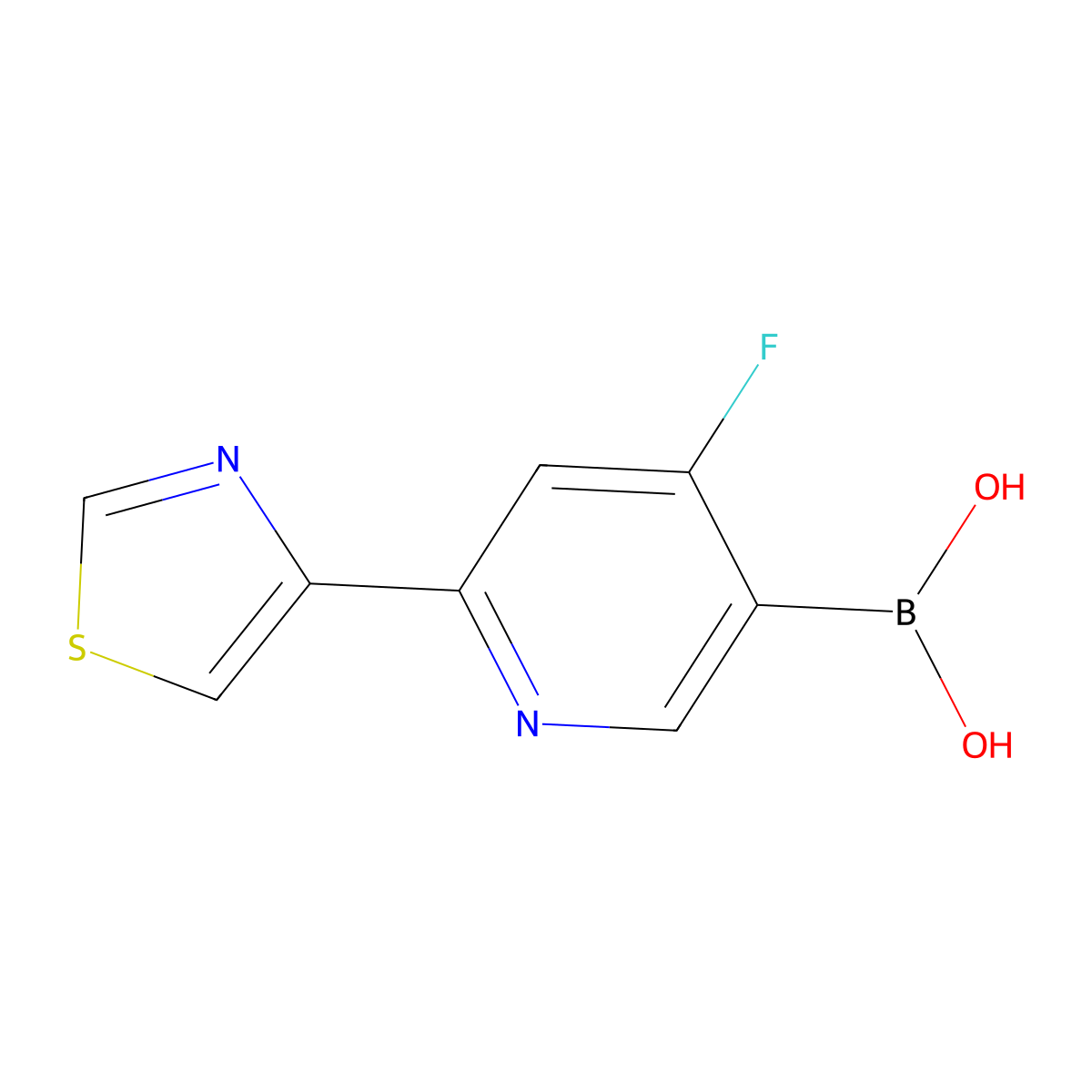 (4-Fluoro-6-(thiazol-4-yl)pyridin-3-yl)boronic acid molecular structure, CAS 2225176-41-8
