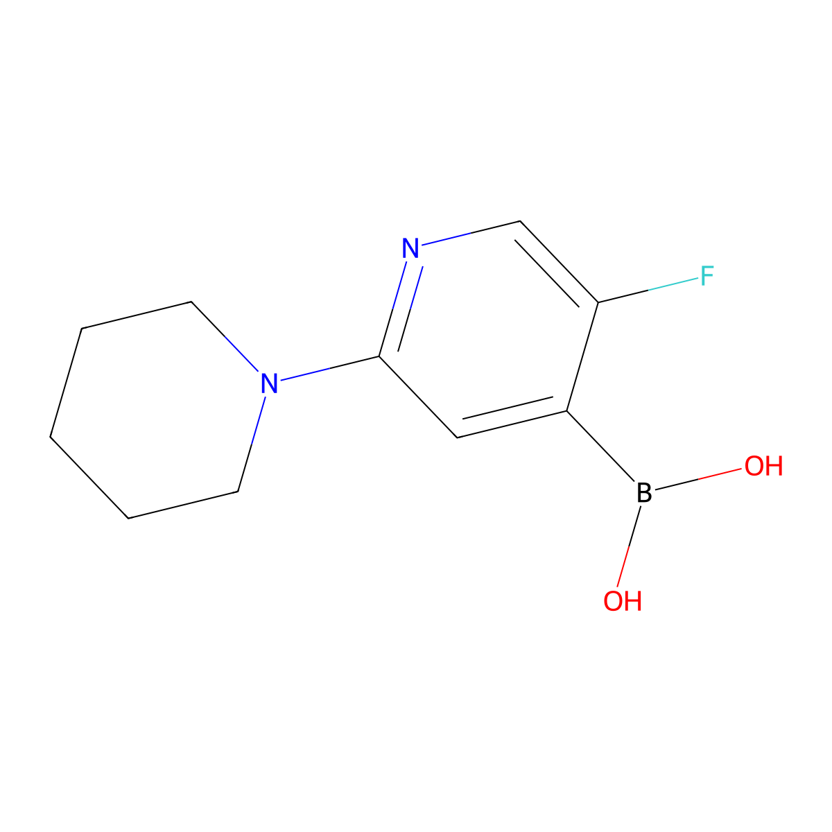 [5-Fluoro-2-(piperidin-1-yl)pyridin-4-yl]boronic acid molecular structure, CAS 2225176-46-3