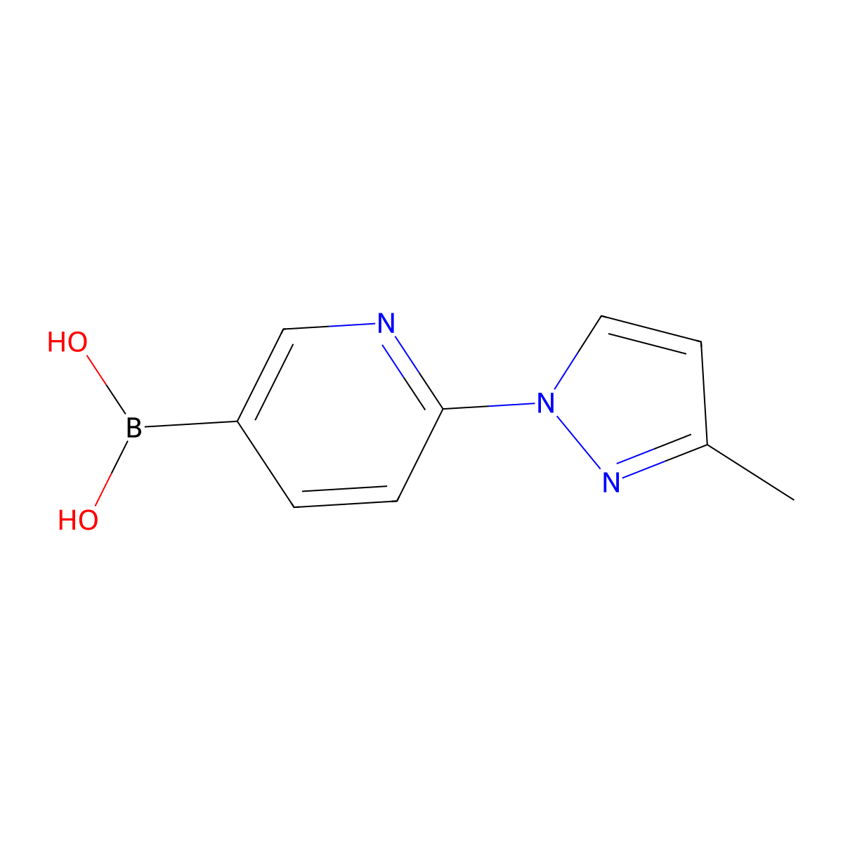2-(3-Methyl-1H-pyrazol-1-yl)pyridine-5-boronic acid molecular structure, CAS 2225176-47-4