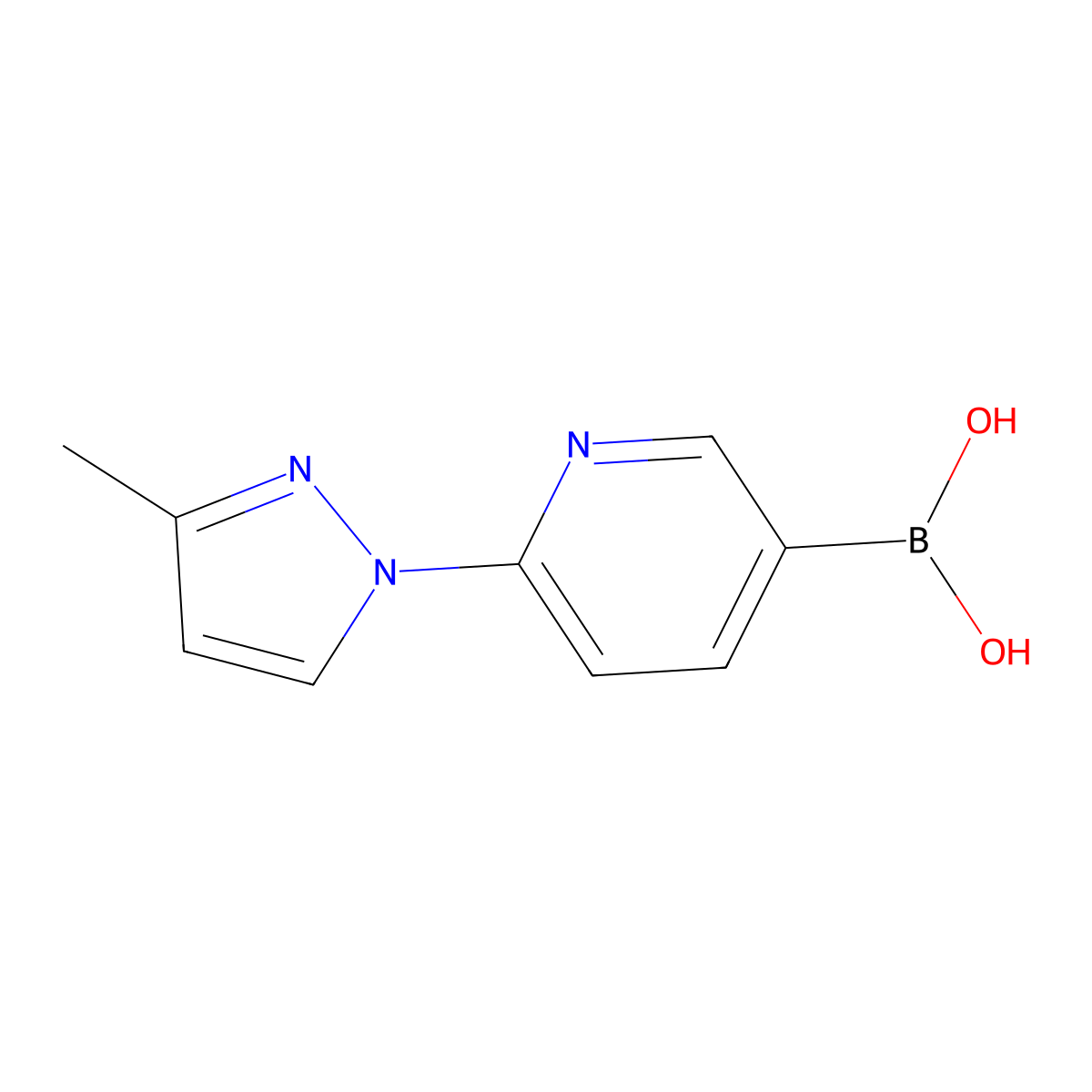 2-(3-Methyl-1H-pyrazol-1-yl)pyridine-5-boronic acid molecular structure, CAS 2225176-47-4